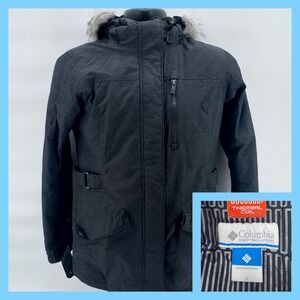 Columbia Thermal‎ Coil Hooded Parka Jacket Faux Fur Trim Dark Gray Women's S